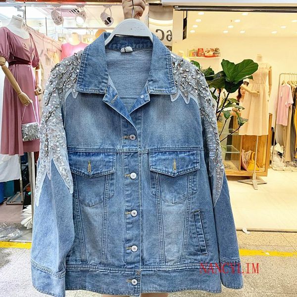 2020 fall new fashion women's sequin lapel denim coat womens loose long sleeve cowboy jacket outwear girls students jean coats1, Black;brown
2020 fall new fashion women's sequin lapel denim coat womens loose long sleeve cowboy jacket outwear girls students jean coats1, Black;brown