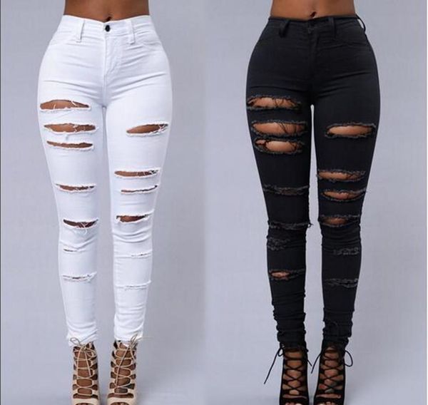 high street women skinny jeans ripped skin tight jeans fashion black and white pencil denim pants, Blue
high street women skinny jeans ripped skin tight jeans fashion black and white pencil denim pants, Blue