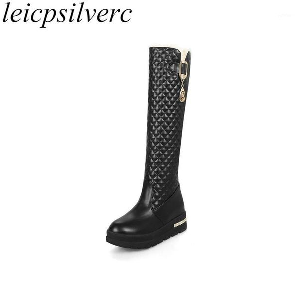 women boots knee high boots winter height increasing round toe slip on platform pu motorcycle 2020 new fashion white1, Black
women boots knee high boots winter height increasing round toe slip on platform pu motorcycle 2020 new fashion white1, Black