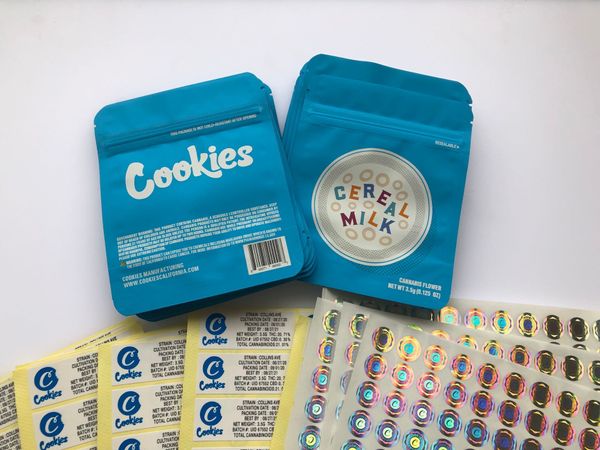 Cookies Flavors Bags Label Milk 3.5g Mylar Cerel Blue And Stickers Bags Edibles Packaging Hologram California Yxlqp Powerstore2012