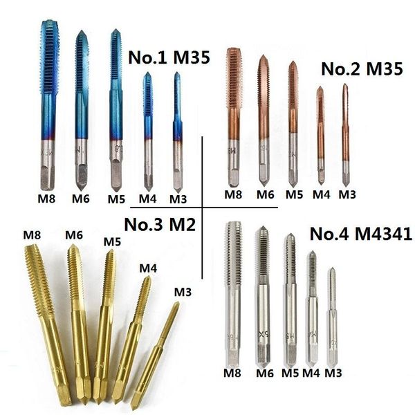 xcan 5pcs coating hss m3 m4 m5 m6 m8 metric tap set screw thead tap drill bit straight flute machine
xcan 5pcs coating hss m3 m4 m5 m6 m8 metric tap set screw thead tap drill bit straight flute machine