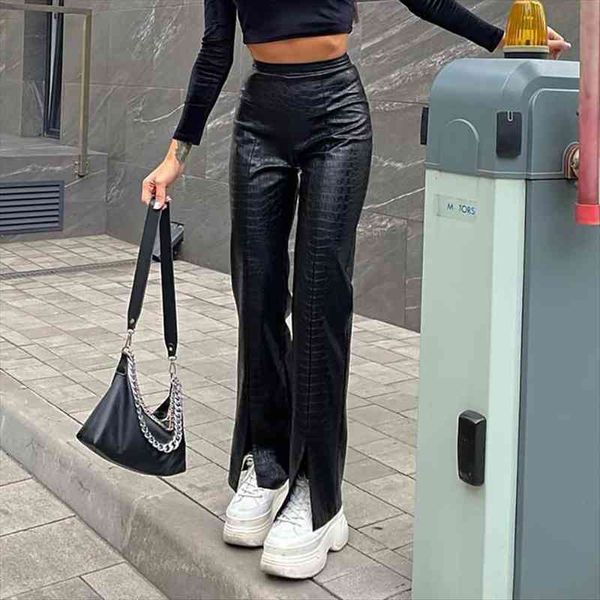 fall winter black faux leather split hem pants women back zip up high waist straight-leg trousers streetwear, Black;white
fall winter black faux leather split hem pants women back zip up high waist straight-leg trousers streetwear, Black;white