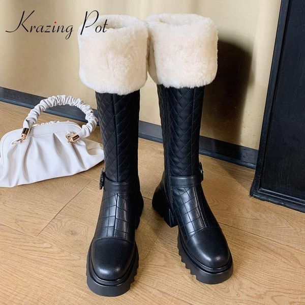 krazing pot cow leather round toe thick bottom snow boots winter warm fur shoes women fashion solid knee-high boots l74, Black
krazing pot cow leather round toe thick bottom snow boots winter warm fur shoes women fashion solid knee-high boots l74, Black
