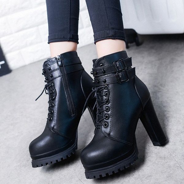 lucyever super high heels ankle boots for women fashion rivet buckle pu leather shoes woman autumn winter lace up platform botas #qh9j, Black
lucyever super high heels ankle boots for women fashion rivet buckle pu leather shoes woman autumn winter lace up platform botas #qh9j, Black
