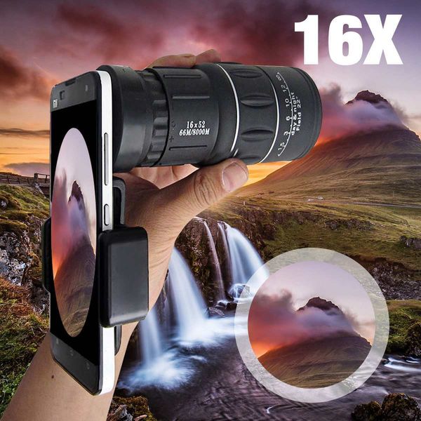 16x52 zoom hiking smartphone monocular telescope lens camera hd scope hunting + phone holder iphone 5 7 8 plus x for huawei
16x52 zoom hiking smartphone monocular telescope lens camera hd scope hunting + phone holder iphone 5 7 8 plus x for huawei