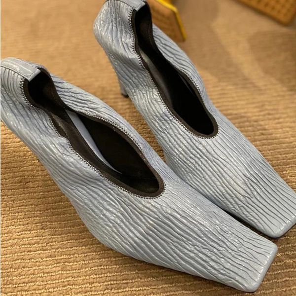 square toe high heel pumps pleated leather vintage witch shoes women's soft leather career shoes for party dress work pumps, Black
square toe high heel pumps pleated leather vintage witch shoes women's soft leather career shoes for party dress work pumps, Black