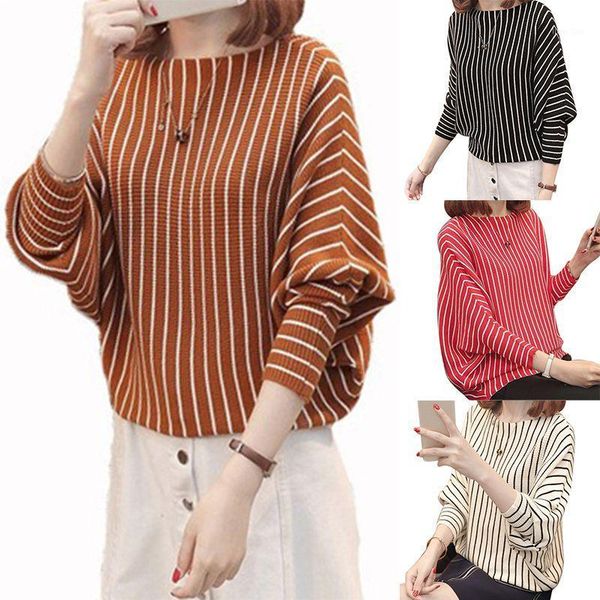 2019 autumn winter sweater women stripes print loose long bat sleeved round collar slim knit pullover bottom sweater jersey*1, White;black
2019 autumn winter sweater women stripes print loose long bat sleeved round collar slim knit pullover bottom sweater jersey*1, White;black