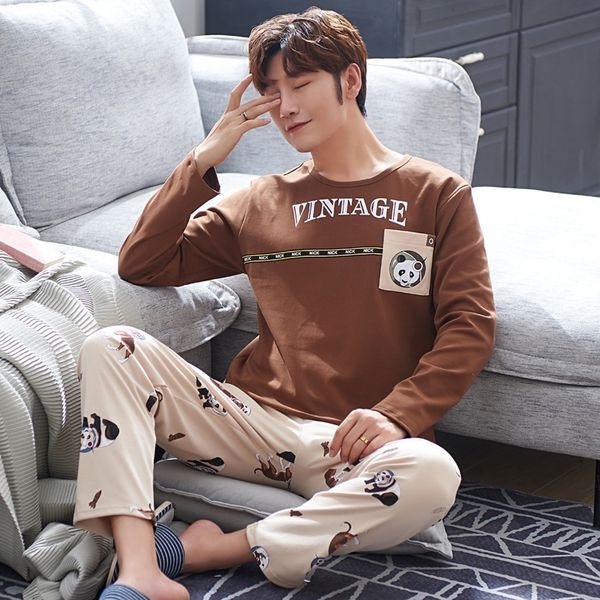 bzel brand mens cartoon sleepwear long sleeve cotton pyjamas o-neck casual home clothing nightwear +pants underwear 2pcs/set 201109, Black;brown
bzel brand mens cartoon sleepwear long sleeve cotton pyjamas o-neck casual home clothing nightwear +pants underwear 2pcs/set 201109, Black;brown