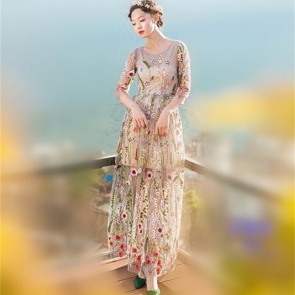 2021 new fashion summer runway maxi women elegant 3/4 sleeve tulle gauze flower floral embroidery vintage beach party es kyip, Black;gray
2021 new fashion summer runway maxi women elegant 3/4 sleeve tulle gauze flower floral embroidery vintage beach party es kyip, Black;gray
