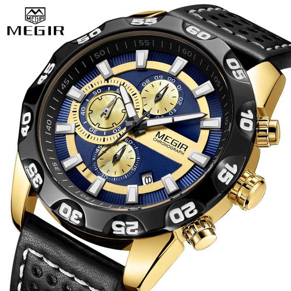 megir watch men's fashion sports luminous quartz watch leather strap waterproof business clock men's chronograph strap satch, Silver
megir watch men's fashion sports luminous quartz watch leather strap waterproof business clock men's chronograph strap satch, Silver