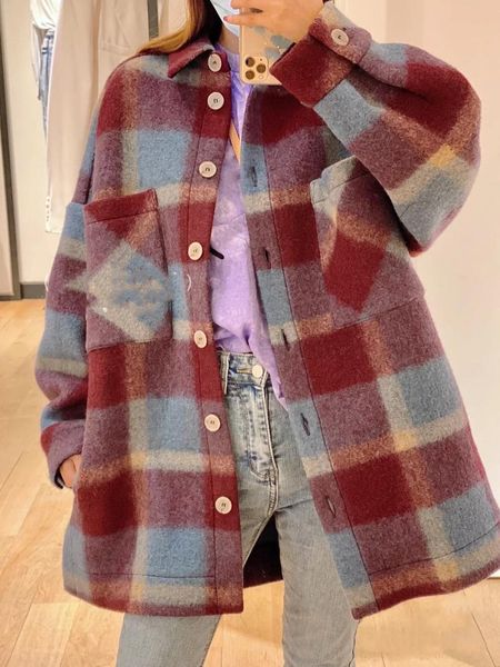 women jackets 2021 autumn and winter new fashion retro plaid drop shoulder side slit wool blend all-match jacket, Black
women jackets 2021 autumn and winter new fashion retro plaid drop shoulder side slit wool blend all-match jacket, Black