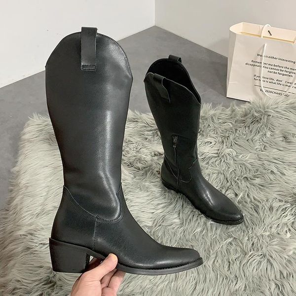 eoeodoit женщины западная boots коренастый пятки острым носом скольжения на коже насосы обувь мед каблука под колено длина мода осень обуви, Black
eoeodoit женщины западная boots коренастый пятки острым носом скольжения на коже насосы обувь мед каблука под колено длина мода осень обуви, Black
