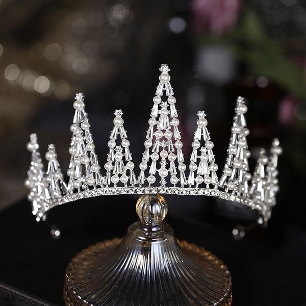 bride's diamond wedding dress accessories crystal headband headdress net red performance ins crown girl 18 years old, Silver 
bride's diamond wedding dress accessories crystal headband headdress net red performance ins crown girl 18 years old, Silver