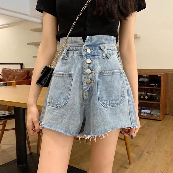 high waist shorts summer 2020 new korean loose straight jeans women's wide leg pants, Blue
high waist shorts summer 2020 new korean loose straight jeans women's wide leg pants, Blue