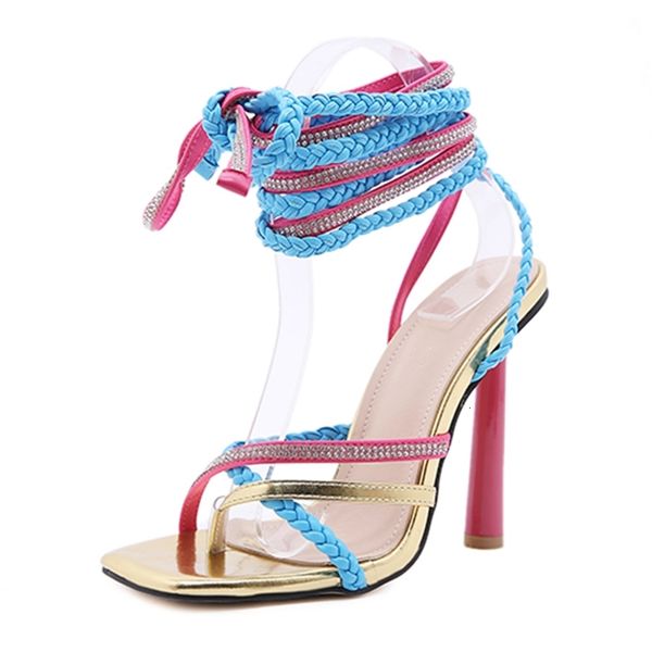 2021 new heels size sandals woman fashion strass weaving lace-up summer party ladies shoes rrhu e2m1, Black 
2021 new heels size sandals woman fashion strass weaving lace-up summer party ladies shoes rrhu e2m1, Black