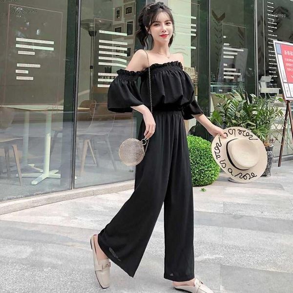 2020 new summer new women solid slash neck flare sleeve ruffle chiffon shirt + high waist wide leg pants suit female two piece s1, White
2020 new summer new women solid slash neck flare sleeve ruffle chiffon shirt + high waist wide leg pants suit female two piece s1, White