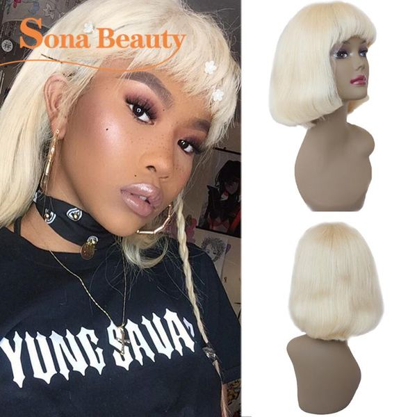 13x4 blonde lace front human hair wig with bangs brazilian remy 613 short bob wig for black women, Black;brown
13x4 blonde lace front human hair wig with bangs brazilian remy 613 short bob wig for black women, Black;brown