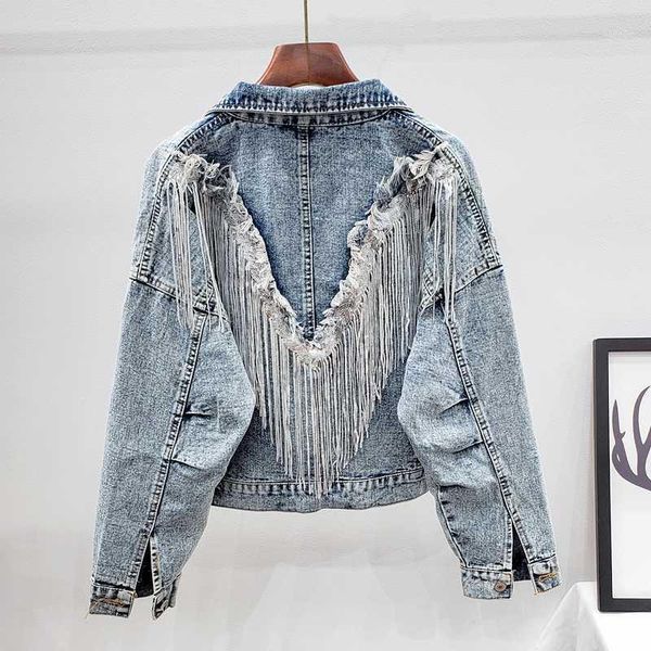 2020 autumn new sequins tassel denim jacket women outerwear streetwear fashion loose long sleeve short jeans jackets coat female1, Black;brown
2020 autumn new sequins tassel denim jacket women outerwear streetwear fashion loose long sleeve short jeans jackets coat female1, Black;brown