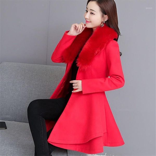 2021 autumn winter women wool coat elegant long wool blend coats pockets female sweet large fur coat1, Black
2021 autumn winter women wool coat elegant long wool blend coats pockets female sweet large fur coat1, Black