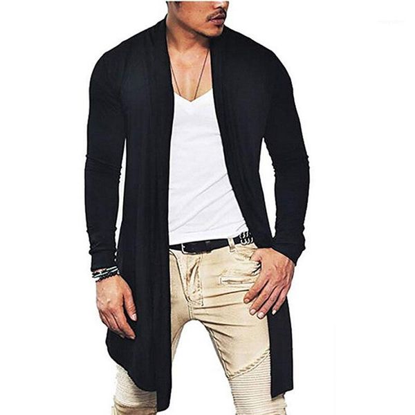 cross border 2020 european and american men's autumn new long style solid color long sleeve cardigan cape popular1, White;black
cross border 2020 european and american men's autumn new long style solid color long sleeve cardigan cape popular1, White;black