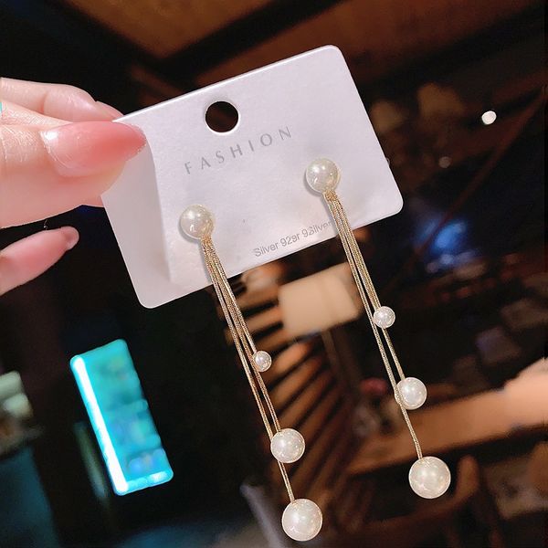 south korea student network red tassel long cool all-match simple earrings 925 silver one style for dual-wear pearl earrings, Golden
south korea student network red tassel long cool all-match simple earrings 925 silver one style for dual-wear pearl earrings, Golden