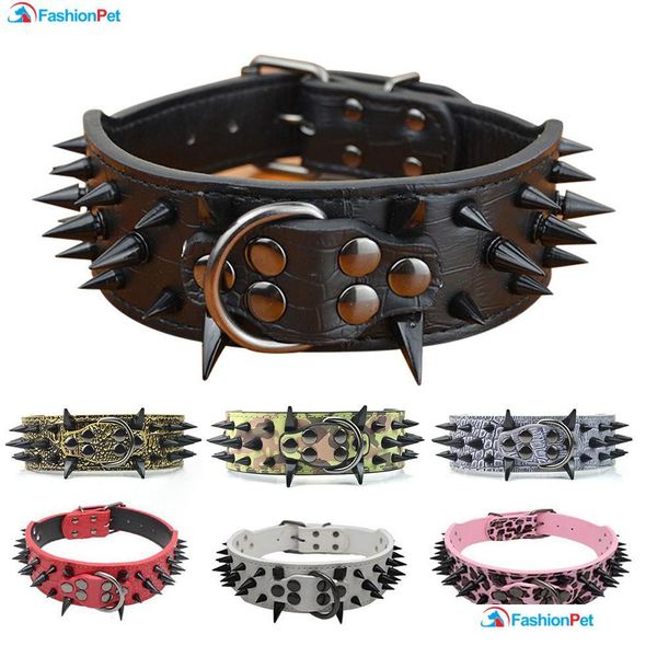 2 "width pu leather big dog collar with black sharp spikes studded for large dog pet pi jllqux soif
2 "width pu leather big dog collar with black sharp spikes studded for large dog pet pi jllqux soif