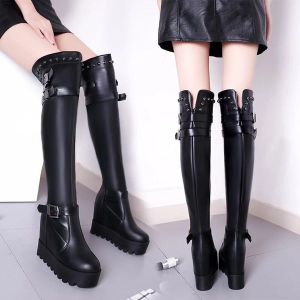 boots autumn winter chunky platform rivet long women fashion pu leather over the knee female height increasing botas mujer, Black
boots autumn winter chunky platform rivet long women fashion pu leather over the knee female height increasing botas mujer, Black