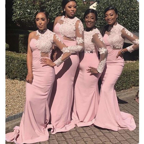pink lace bridesmaid dresses one long sleeves mermaid sweep train maid of honor wedding party dresses with appliqued, White;pink
pink lace bridesmaid dresses one long sleeves mermaid sweep train maid of honor wedding party dresses with appliqued, White;pink