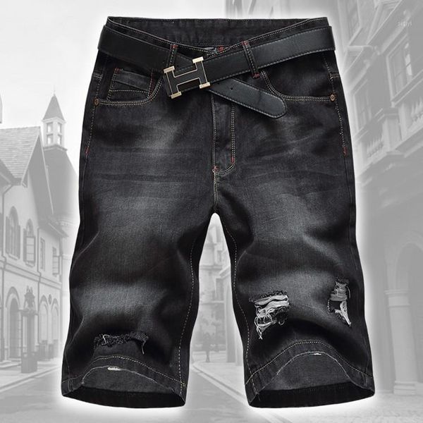summer thin loose plus size men's black denim shorts knee length lightweight straight jean size 32-48 with hole1, Blue
summer thin loose plus size men's black denim shorts knee length lightweight straight jean size 32-48 with hole1, Blue