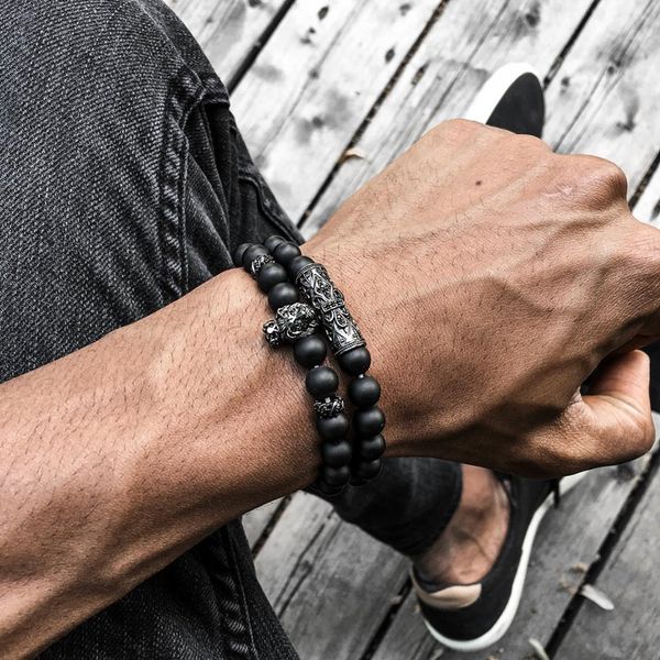 2pcs/set fashion men's bracelet 8mm natural stone charm lion charm titanium steel anchor tube holiday gift jewelry 200928, Black
2pcs/set fashion men's bracelet 8mm natural stone charm lion charm titanium steel anchor tube holiday gift jewelry 200928, Black