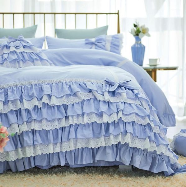 bedding sets princess blue ruffle lace sets,twin full king cotton single double bedclothes bed skirt pillow case quilt cover1
bedding sets princess blue ruffle lace sets,twin full king cotton single double bedclothes bed skirt pillow case quilt cover1