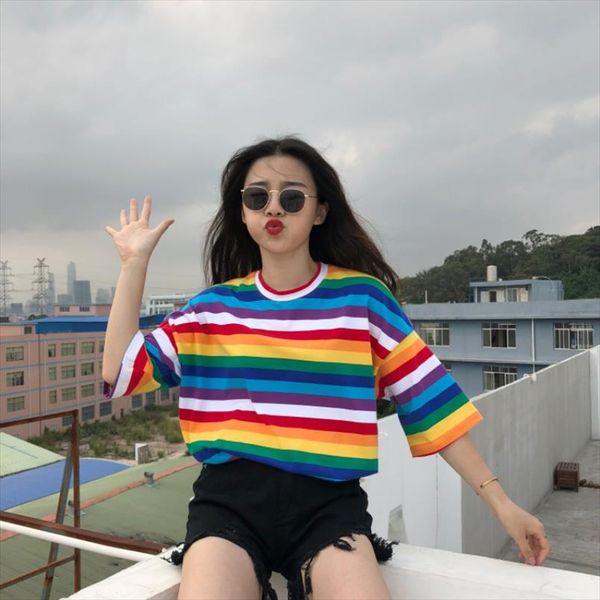 новая тенниска женщины радуга полосатая топы harajuku tshirt лето с коротким рукавом корейской панк тенниски camiseta feminina t8, White
новая тенниска женщины радуга полосатая топы harajuku tshirt лето с коротким рукавом корейской панк тенниски camiseta feminina t8, White