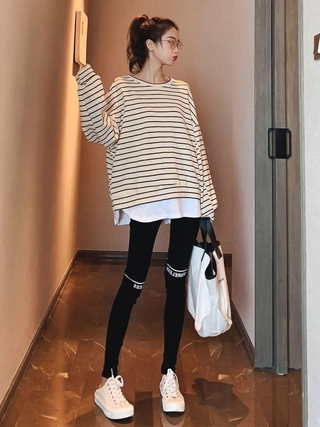 fg5am women's loose women's striped sti coatslimming fake two-piece pullover casual long-sleeved korean-style loose korean-style s, Black
fg5am women's loose women's striped sti coatslimming fake two-piece pullover casual long-sleeved korean-style loose korean-style s, Black