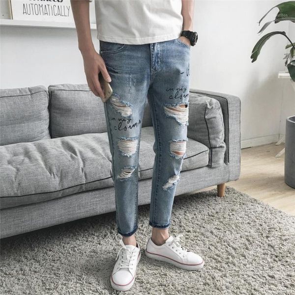 men's jeans wholesale 2021 fashion street men's casual feet cropped autumn students beggar ripped hole trend pants slim jeans1, Blue
men's jeans wholesale 2021 fashion street men's casual feet cropped autumn students beggar ripped hole trend pants slim jeans1, Blue