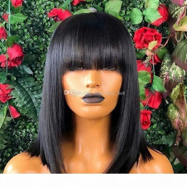 sbob wigs with bangs 5x5 silk lace front human hair wigs for women brazilian 150% blunt cut bob wig with fringe, Black;brown
sbob wigs with bangs 5x5 silk lace front human hair wigs for women brazilian 150% blunt cut bob wig with fringe, Black;brown