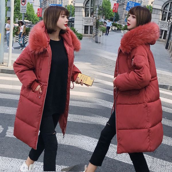 2020 foreign trade cotton coat new down mid-length over the knee large color fur collar loose wholesale, Black
2020 foreign trade cotton coat new down mid-length over the knee large color fur collar loose wholesale, Black