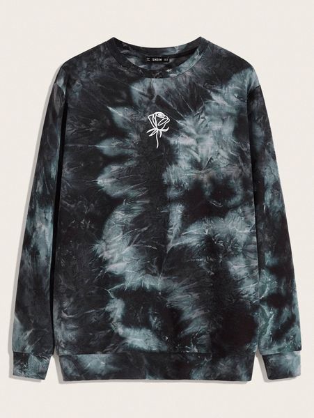 men floral print tie dye pullover g7o0#, Black
men floral print tie dye pullover g7o0#, Black