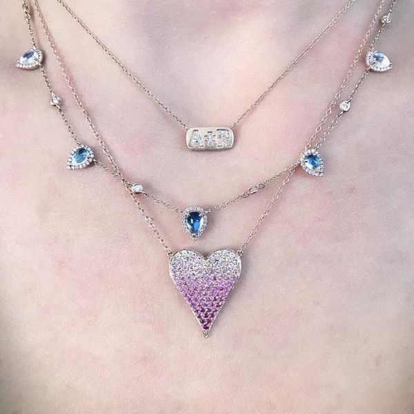 chains roes gold color fashion jewelry classic tendy heart design colorful cz pendant for lover valentines gift necklace, Silver
chains roes gold color fashion jewelry classic tendy heart design colorful cz pendant for lover valentines gift necklace, Silver