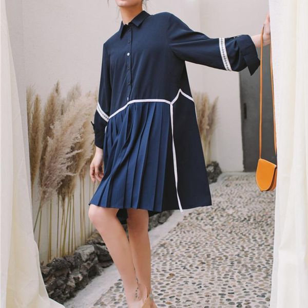 2021 2021 new turn-down collar single breasted navy blue single breasted pleated shirt dreses s-xl female wf93517xl, Black;gray
2021 2021 new turn-down collar single breasted navy blue single breasted pleated shirt dreses s-xl female wf93517xl, Black;gray