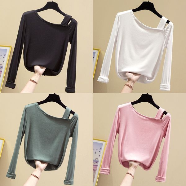 the shoulder 2020 coat t-shirt autumn new korean version slim and easy to wear one character collar t-shirt for women's long sleeve, White
the shoulder 2020 coat t-shirt autumn new korean version slim and easy to wear one character collar t-shirt for women's long sleeve, White