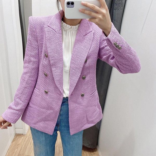 crude line woolen purple elegant women's blazer solid slim double breasted female blazers 2020 autumn fashion office ladies suit, White;black
crude line woolen purple elegant women's blazer solid slim double breasted female blazers 2020 autumn fashion office ladies suit, White;black