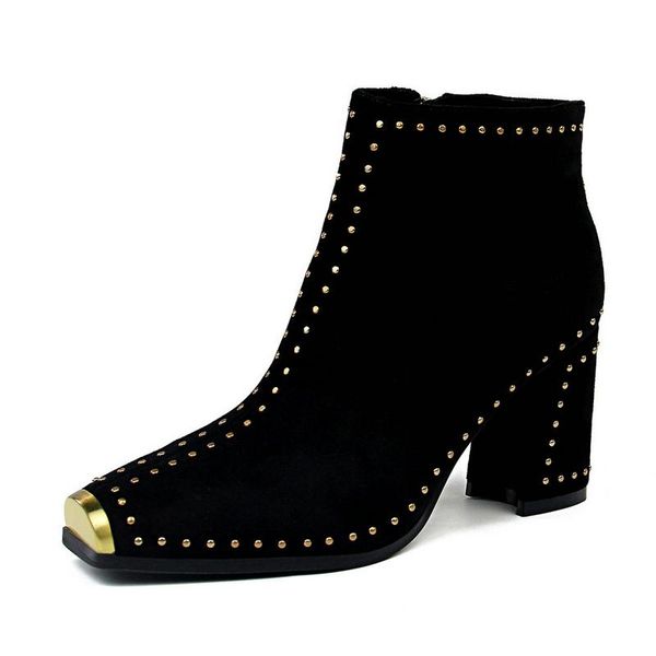 ummewalo square toe high heels ankle length riveted boots women autumn winter metal design ladies shoes boots 6862, Black
ummewalo square toe high heels ankle length riveted boots women autumn winter metal design ladies shoes boots 6862, Black