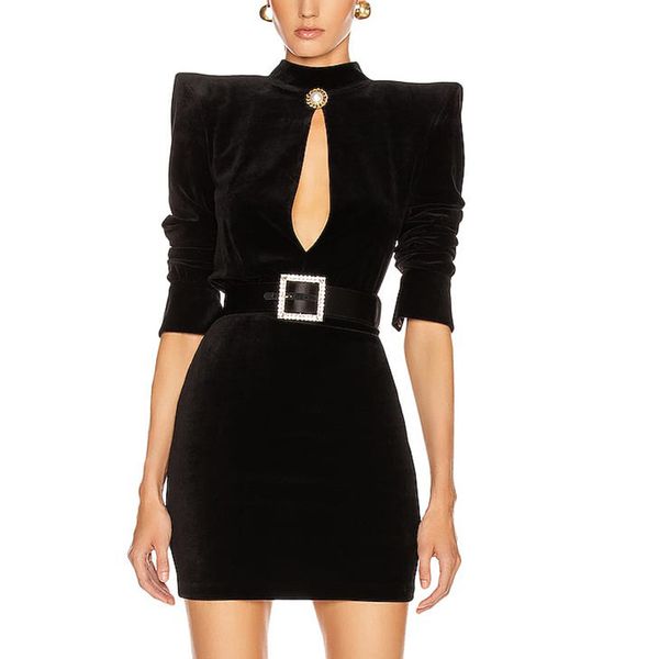 solid-colored 2021 new ladies around neck the chest buckle belt wrap dress high-street party x1bp, Black;gray
solid-colored 2021 new ladies around neck the chest buckle belt wrap dress high-street party x1bp, Black;gray