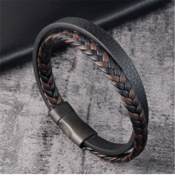 charm bracelets leather rope bracelet stainless steel woven black men's jewelry, Golden;silver
charm bracelets leather rope bracelet stainless steel woven black men's jewelry, Golden;silver
