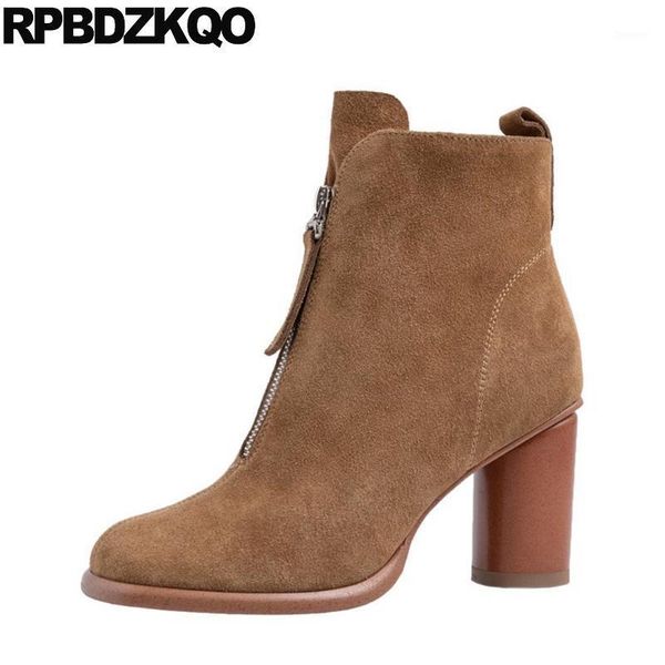 front zipper high heel women ankle boots 2020 round toe big size chunky retro brown winter block shoes brand booties plus suede1, Black
front zipper high heel women ankle boots 2020 round toe big size chunky retro brown winter block shoes brand booties plus suede1, Black