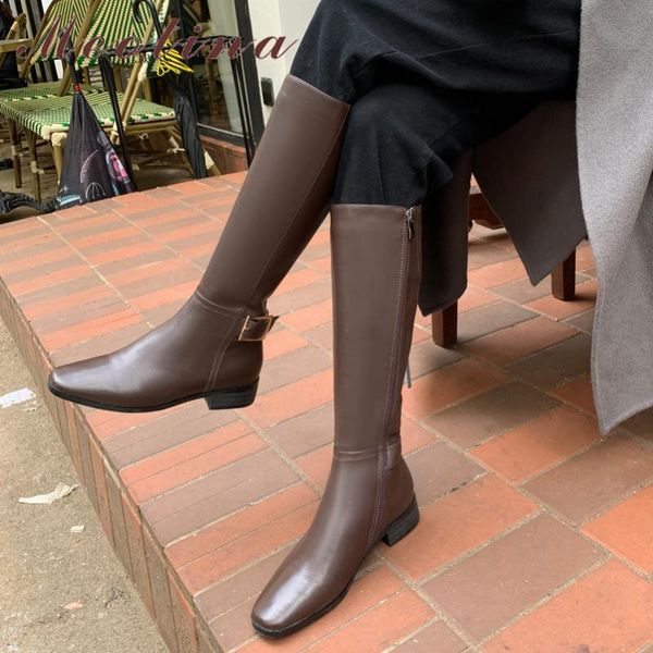 meotina women riding boots shoes real leather mid heel knee high boots square toe thick heels buckle zip long female brown, Black
meotina women riding boots shoes real leather mid heel knee high boots square toe thick heels buckle zip long female brown, Black