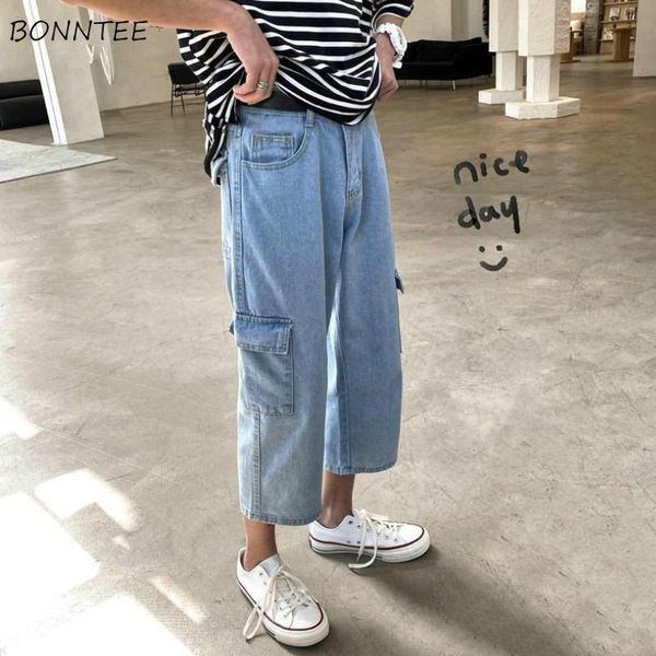 men jeans korean-style summer chic washed cargo denim trousers straight wide-leg leisure calf-length fashion mens all-match kg-696, Blue
men jeans korean-style summer chic washed cargo denim trousers straight wide-leg leisure calf-length fashion mens all-match kg-696, Blue