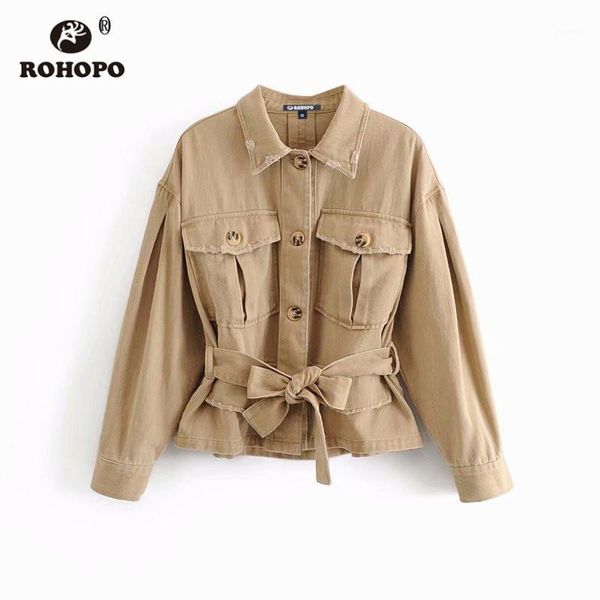 rohopo autumn women belted cargo trench coat pockets solid cotton overall windbreaker outwear #94631, Tan;black
rohopo autumn women belted cargo trench coat pockets solid cotton overall windbreaker outwear #94631, Tan;black