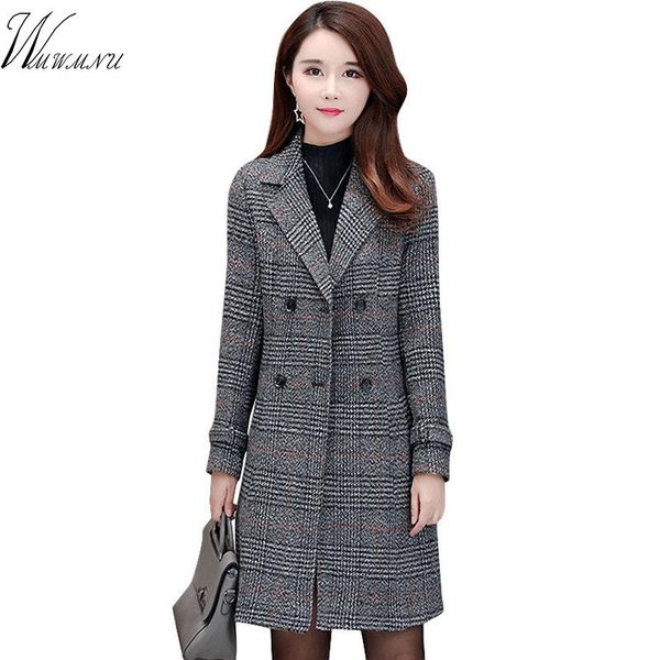 women's wool & blends fashion warm woolen female elegant double breasted coat women plaid long outerwear 2021 winter clothing, Black
women's wool & blends fashion warm woolen female elegant double breasted coat women plaid long outerwear 2021 winter clothing, Black
