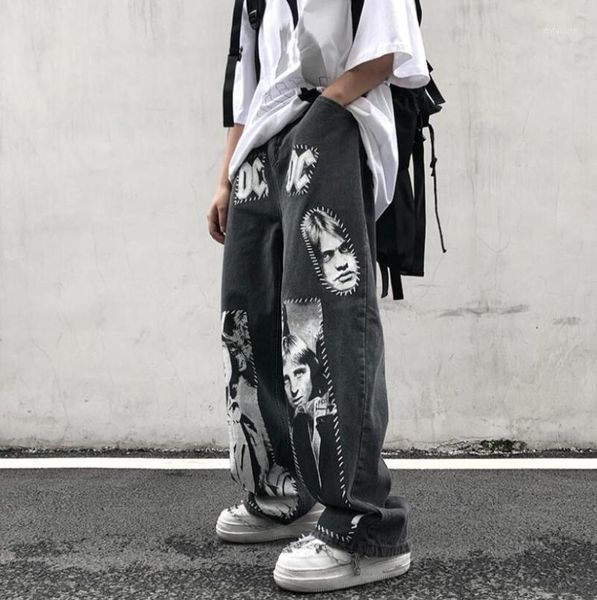 high street patchwork jeans 2021 rock band print hip hop wide leg pants men loose straight denim trousers w14251, Blue
high street patchwork jeans 2021 rock band print hip hop wide leg pants men loose straight denim trousers w14251, Blue
